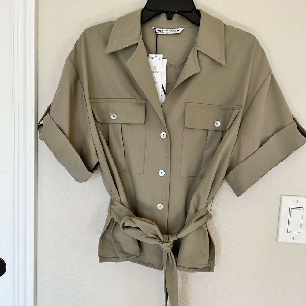 Zara belted cargo shirt